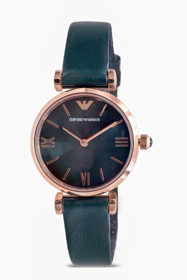 Main image of Emporio Armani Rose Gold-Tone green Leather Ladies Watch