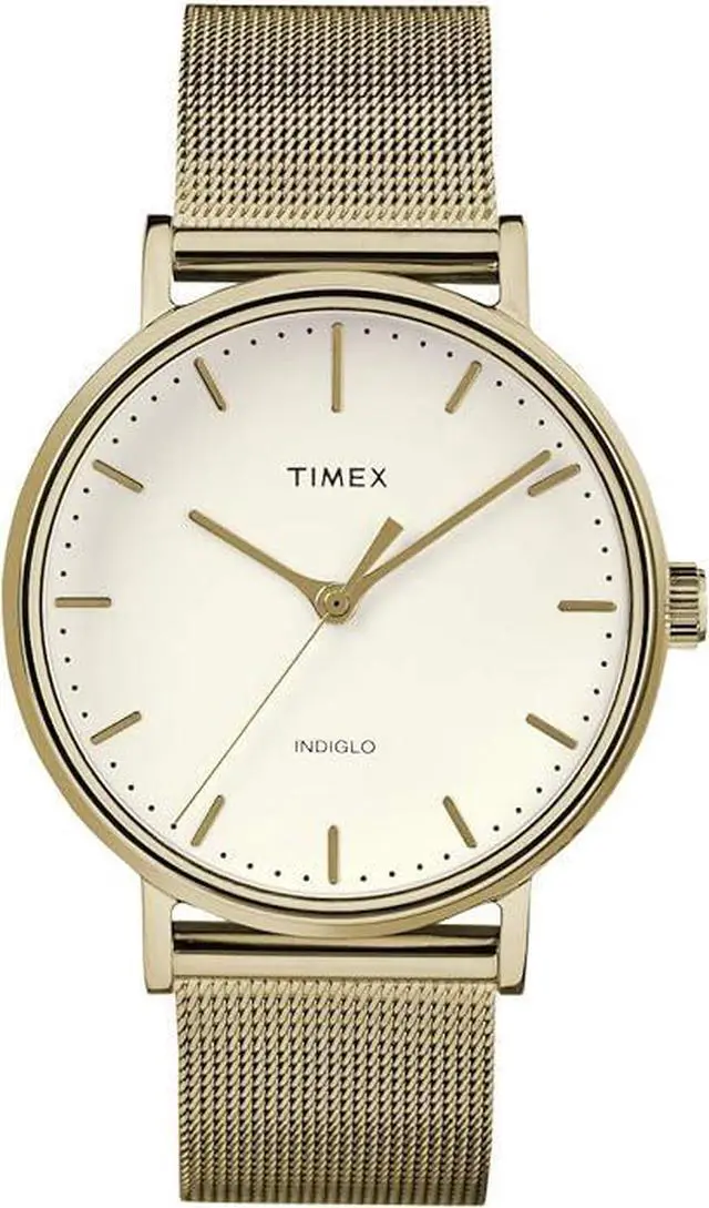 Alt view image 2 of 2 - timex women's fairfield 37mm watch - gold-tone & cream with gold-tone stainless steel mesh bracelet