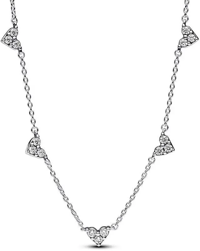 Main image of Pandora Triple Stone Heart Station Chain Necklace