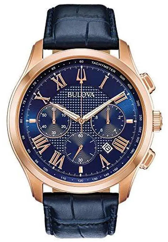 Alt view image 8 of 18 - Bulova Wilton Chronograph Mens Blue Dial Quartz Watch 97B170