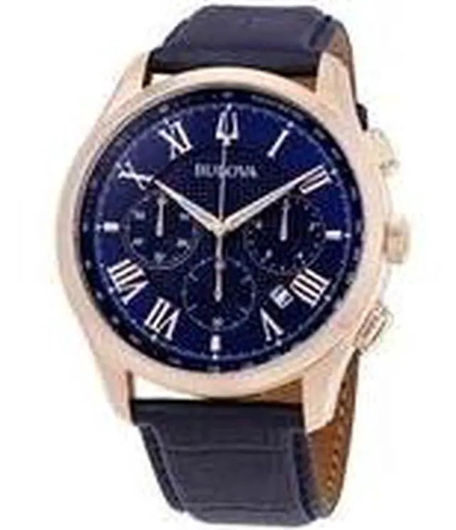 Alt view image 9 of 18 - Bulova Wilton Chronograph Mens Blue Dial Quartz Watch 97B170