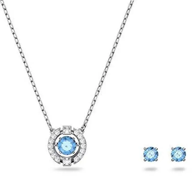 Alt view image 2 of 3 - Swarovski Sparkling Dance Set Round Cut - Blue - Rhodium Plated