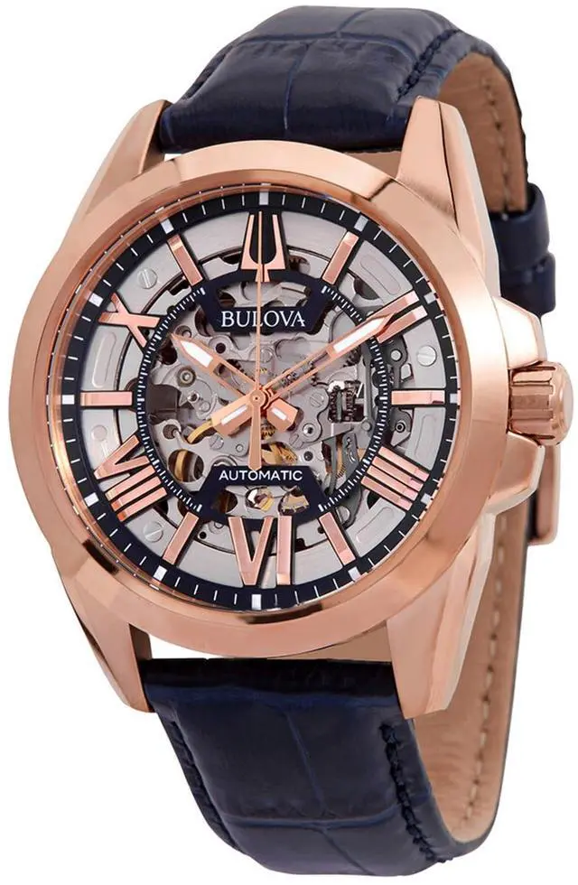 Alt view image 8 of 11 - Bulova Sutton Mens Rose Gold PVD Stainless Steel Automatic Watch 97A161