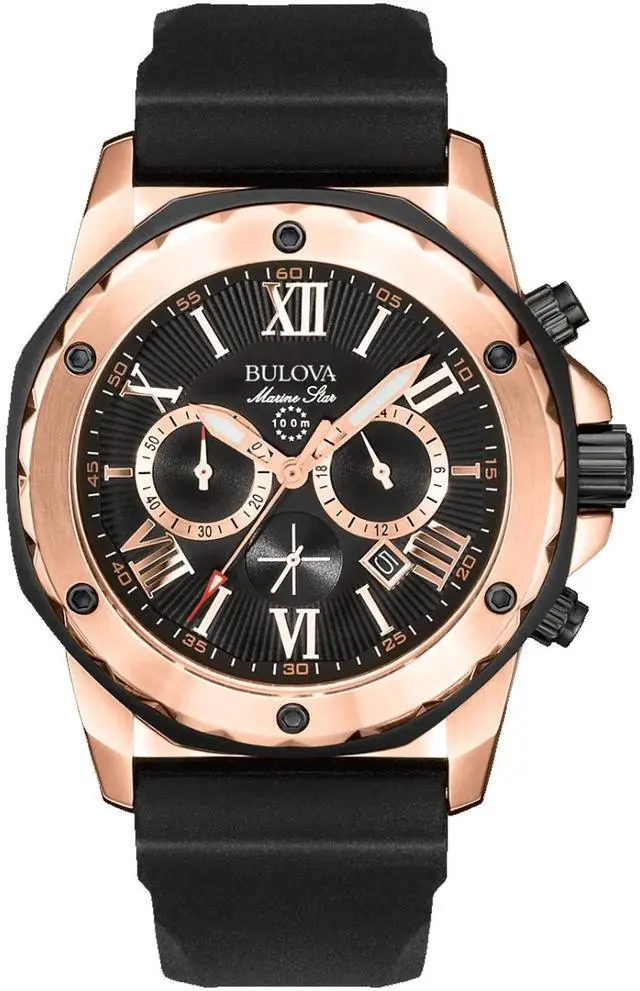 Alt view image 19 of 20 - Bulova Marine Star Mens Rose Gold Tone Quartz Chronograph Watch 98B104