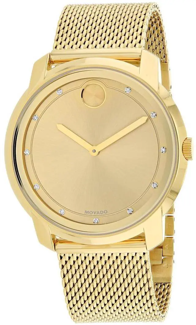 Alt view image 5 of 7 - Movado Bold Mens Gold Dial Mesh Bracelet Swiss Quartz Watch 3600460