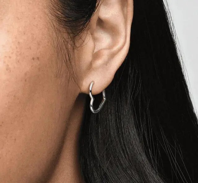 Alt view image 2 of 2 - PANDORA Asymmetrical Heart Hoop Earrings