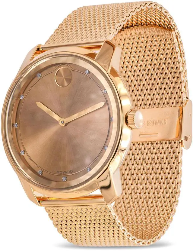 Alt view image 7 of 7 - Movado Bold Mens Gold Dial Mesh Bracelet Swiss Quartz Watch 3600460