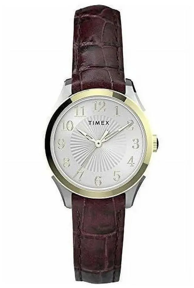Alt view image 3 of 3 - Timex Womens Briarwood 28mm Watch - Two-Tone case Silver-Tone Dial with Brown croco Leather Strap