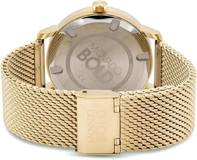 Main image of Movado Bold Mens Gold Plated Stainless Steel Swiss Quartz Watch 3600560