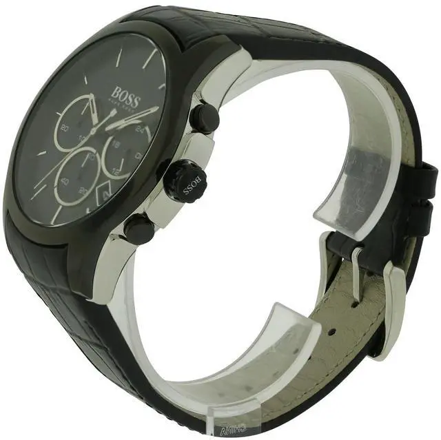 Alt view image 6 of 7 - Men's Hugo Boss Chronograph Black Leather Strap Watch 1513367