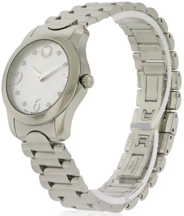 Alt view image 15 of 15 - Movado Diamond Mother of Pearl Dial Stainless Steel Ladies Watch 0606696