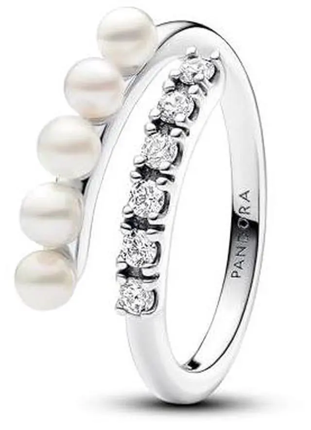 Main image of Pandora Treated Freshwater Cultured Pearls & Pave Open Ring