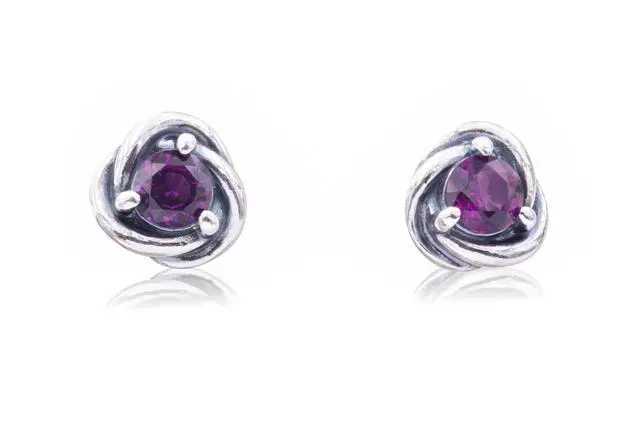 Alt view image 3 of 3 - Pandora February Purple Eternity Circle Stud Earrings