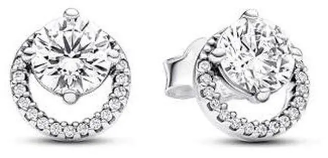 Main image of Pandora Sparkling Round Halo Stud Earrings
