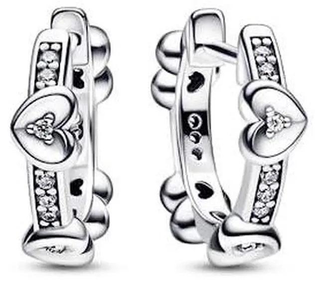 Alt view image 2 of 3 - Pandora Radiant Sparkling Hearts Hoop Earrings