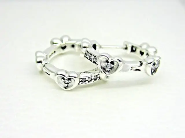 Alt view image 3 of 3 - Pandora Radiant Sparkling Hearts Hoop Earrings