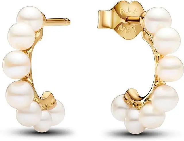 Main image of Pandora Treated Freshwater Cultured Pearls Open Hoop Earrings