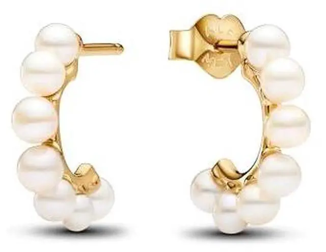 Alt view image 2 of 3 - Pandora Treated Freshwater Cultured Pearls Open Hoop Earrings