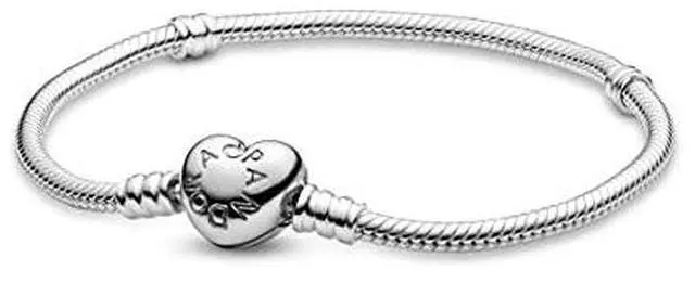 Alt view image 6 of 7 - Pandora Moments Silver Bracelet with Heart Clasp 21CM -