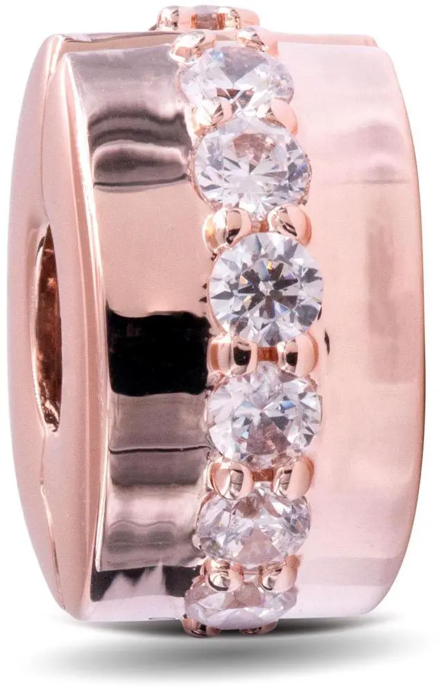 Alt view image 2 of 4 - pandora shining path clip charm, pandora rose, clear cubic zirconia, one size