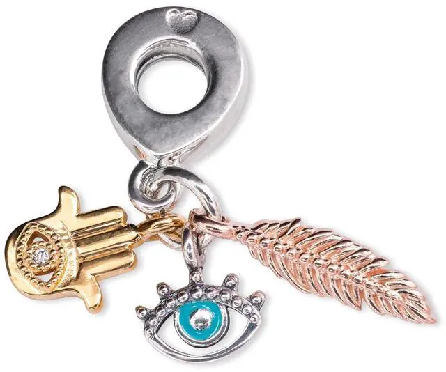 Alt view image 3 of 3 - PANDORA Hamsa - All-seeing Eye & Feather Spirituality Dangle Charm
