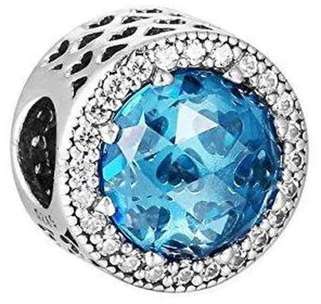 Alt view image 6 of 7 - PANDORA Radiant Hearts Charm - Sky-Blue Crystal & Clear CZ - 791725NBS