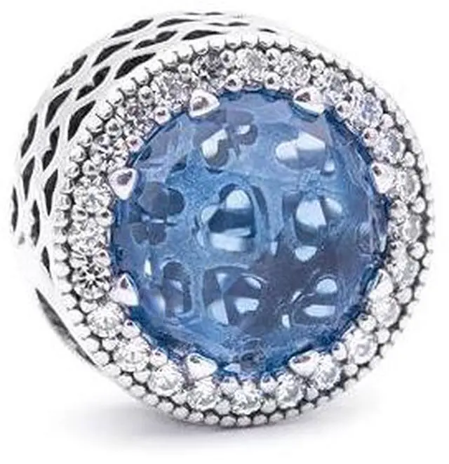 Alt view image 7 of 7 - PANDORA Radiant Hearts Charm - Sky-Blue Crystal & Clear CZ - 791725NBS