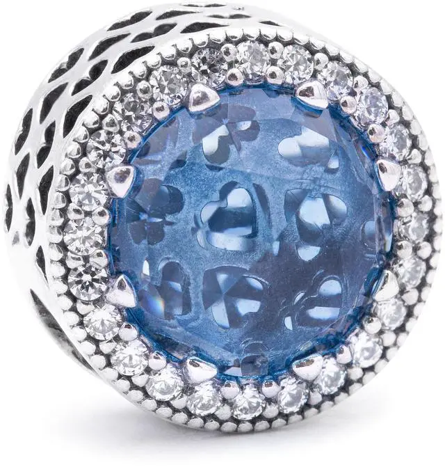 Main image of PANDORA Radiant Hearts Charm - Sky-Blue Crystal & Clear CZ - 791725NBS
