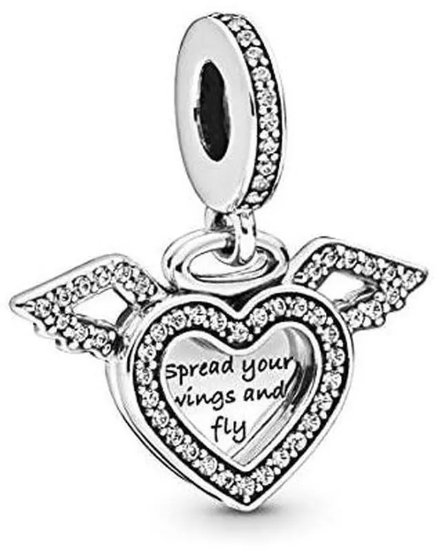 Alt view image 2 of 2 - PANDORA Heart and Angel Wings Dangle Charm - 798485C01