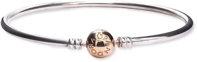 Alt view image 2 of 2 - pandora  moments bangle charm bracelet in sterling silver and 14k yellow gold, 8.3 in / 21 cm