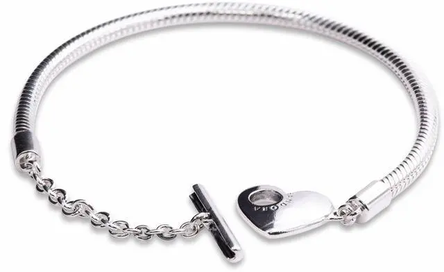 Main image of Pandora Moments Heart T-Bar Snake Chain Bracelet -