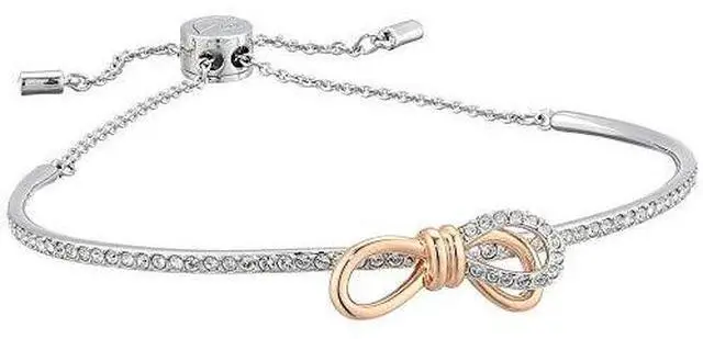 Alt view image 2 of 3 - Swarovski Lifelong Bow Bangle - White - Mixed Plating