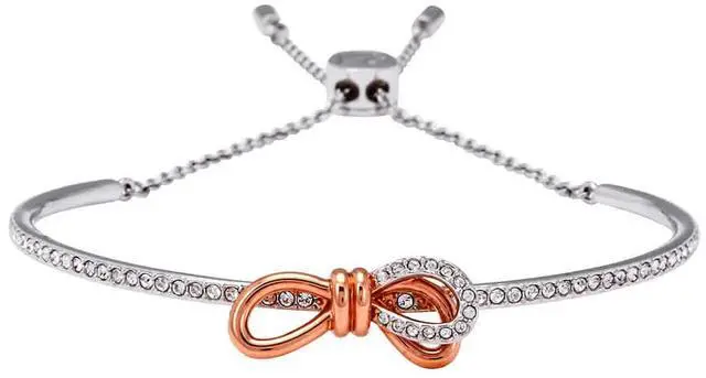 Alt view image 3 of 3 - Swarovski Lifelong Bow Bangle - White - Mixed Plating