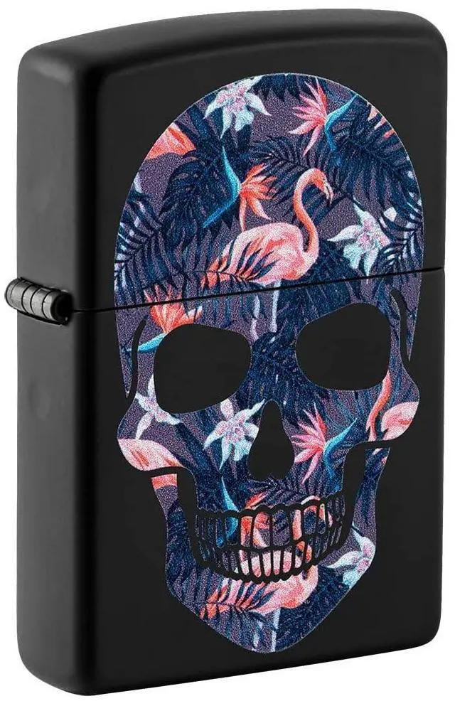 Alt view image 3 of 3 - Zippo Flamingo Skull Design Lighter