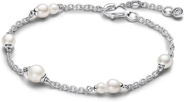 Main image of Pandora Treated Freshwater Cultured Pearl Station Chain Bracelet
