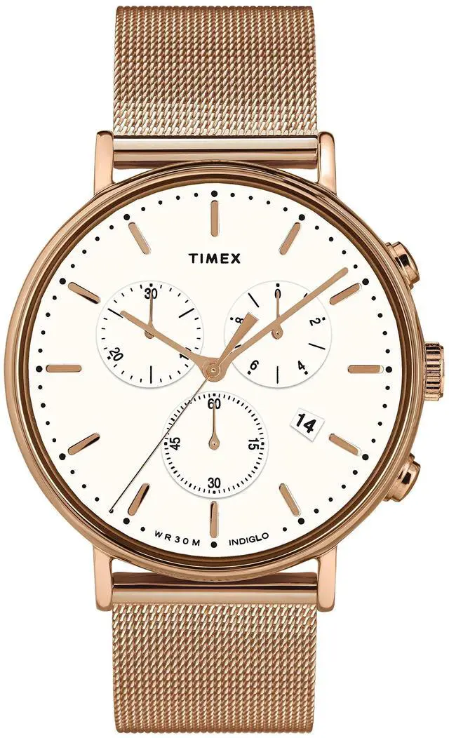 Alt view image 5 of 5 - Timex Fairfield Chrono 41mm Stainless Steel Rose-Gold/White Watch TW2T37200VQ