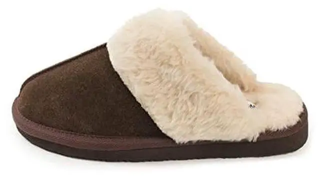 Alt view image 2 of 3 - Minnetonka Womens Chesney Fur Lined Slippers - Chocolate - Size 6