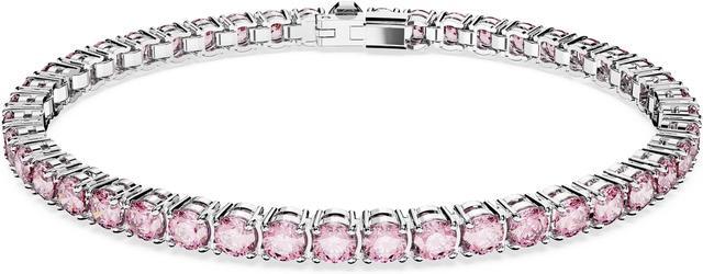Main image of Swarovski Matrix Tennis Bracelet Round Cut Pink Rhodium Plated