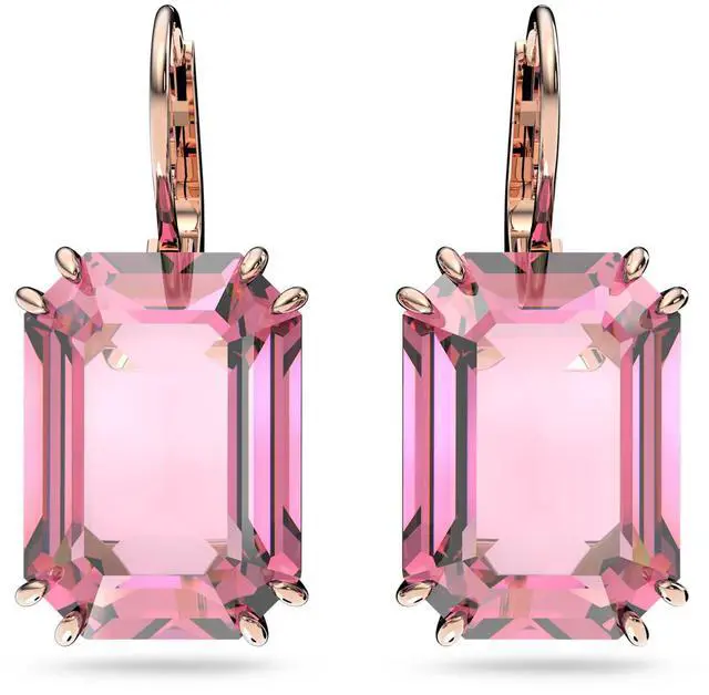 Main image of Swarovski  Millenia Drop Earrings Octagon Cut - Pink - Rose Gold-Tone Plated