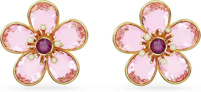 Main image of Swarovski Idyllia Stud Earrings Flower Pink Gold-tone Plated