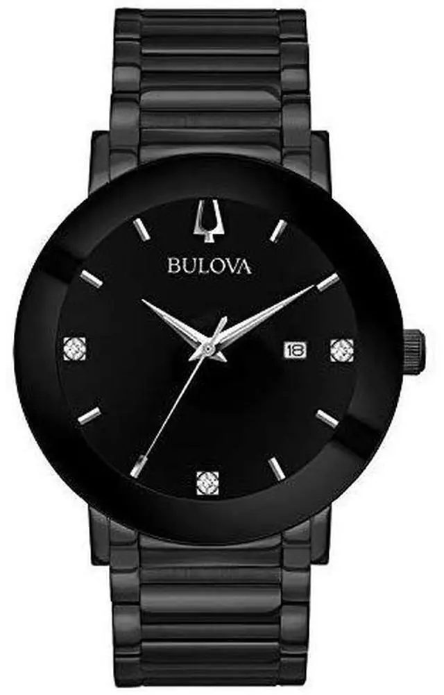 Alt view image 4 of 5 - Bulova Mens Futuro Diamond Black ION Plated Steel Quartz Watch 98D144