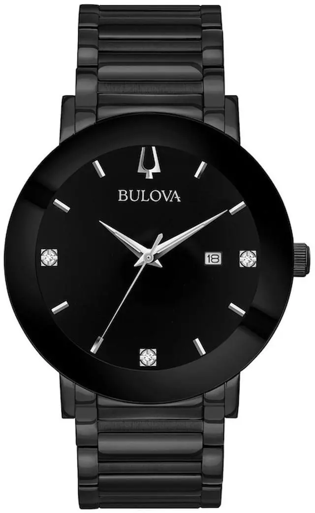 Alt view image 5 of 5 - Bulova Mens Futuro Diamond Black ION Plated Steel Quartz Watch 98D144