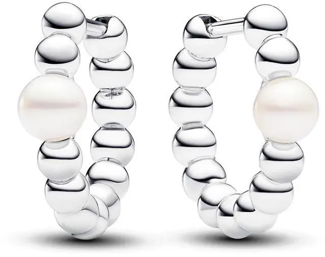 Main image of Pandora Treated Freshwater Cultured Pearl & Beads Hoop Earrings