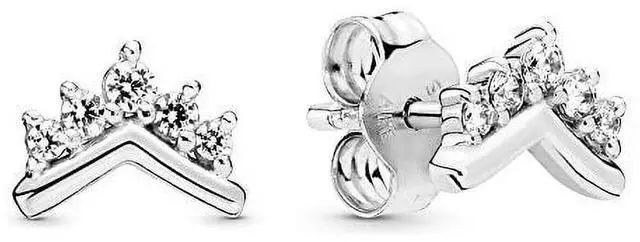 Alt view image 2 of 2 - PANDORA Tiara Wishbone Sterling Silver Stud Earrings -