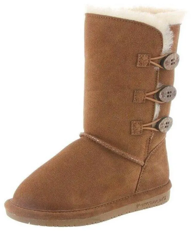 Alt view image 2 of 2 - BEARPAW LAUREN GIRLS SHEEPSKIN PULL ON WINTER BOOT - Hickory - Y1