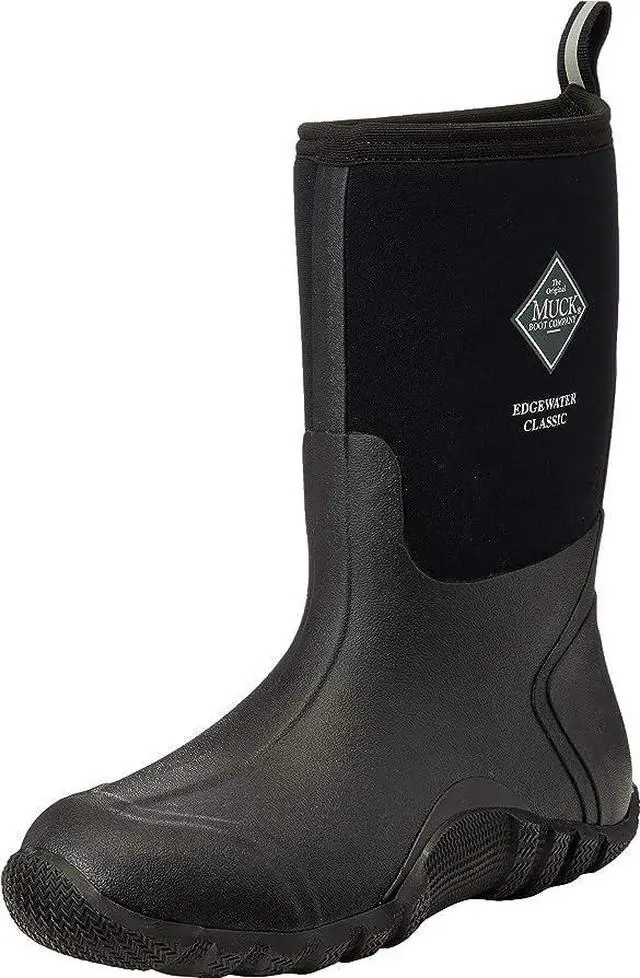 Alt view image 3 of 3 - Muck Boot Mens Edgewater Classic Mid Black Rubber Boots - Black