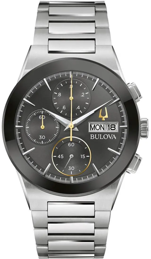Alt view image 5 of 7 - Bulova Millennia Modern Chronograph Black Dial Quartz 96C149 Men's Watch
