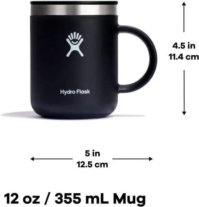 Alt view image 3 of 3 - Hydro Flask Mug - Stainless Steel 12 Oz Tea Coffee Travel Mug - Vacuum Insulated - Black