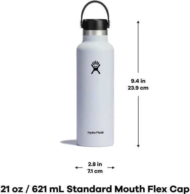 Alt view image 8 of 9 - Hydro Flask Insulated Standard Mouth Flex Cap Water Bottle, 21 oz - Cascade Blue