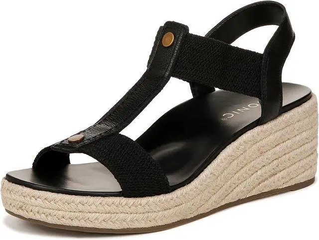 Main image of Vionic Womens Calera Wedge Sandal - Black Leather
